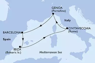 Genoa,Barcelona,Ibiza,Civitavecchia,Genoa