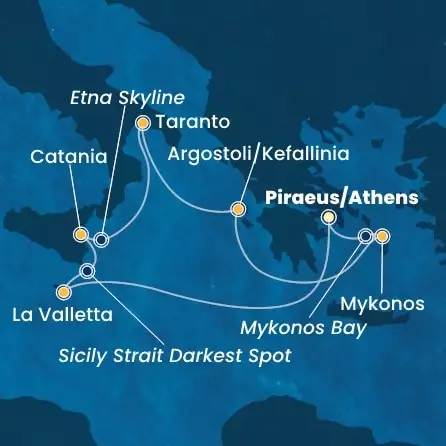 COSTA FASCINOSA - Itinerario di 6 notti partendo da ATENE il 02/07/2025 - Grecia, Malta, Italia