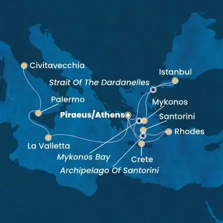 COSTA FORTUNA - Itinerario di 10 notti partendo da ATENE il 19/09/2025 - Grecia, Turchia, Malta, Italia