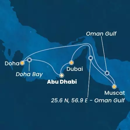 COSTA SMERALDA - Itinerario di 6 notti partendo da ABU DHABI il 14/02/2025 - Emirati Arabi Uniti, Oman