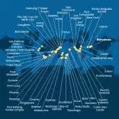 Spagna, Portogallo, Isole Azzorre, Stati Uniti, Florida (USA), Panama, Messico, Stati Uniti, Hawai, Fiji, Nuova Zelanda