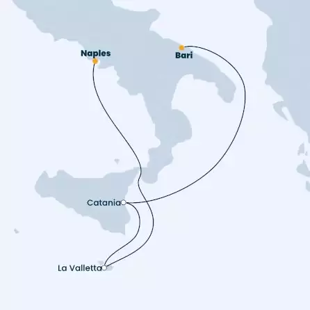 COSTA PACIFICA - Itinerario di 3 notti partendo da BARI il 24/09/2022 - Italia, Malta