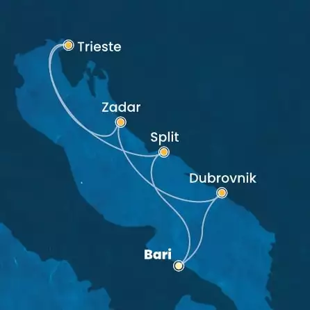 COSTA DELIZIOSA - Itinerario di 4 notti partendo da BARI il 01/12/2024 - Italia, Croazia