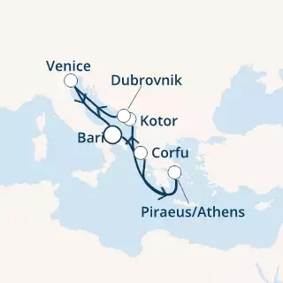 COSTA DELIZIOSA - Itinerario di 6 notti partendo da BARI il 11/11/2019 - Italia, Grecia, Montenegro, Croazia