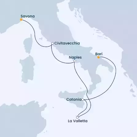 COSTA PACIFICA - Itinerario di 5 notti partendo da BARI il 24/09/2022 - Italia, Malta