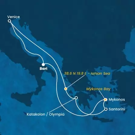 COSTA DELIZIOSA - Itinerario di 6 notti partendo da BARI il 04/08/2024 - Italia, Grecia