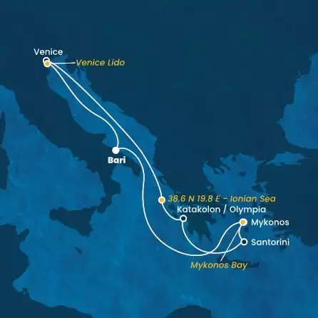 COSTA DELIZIOSA - Itinerario di 6 notti partendo da BARI il 28/07/2024 - Italia, Grecia