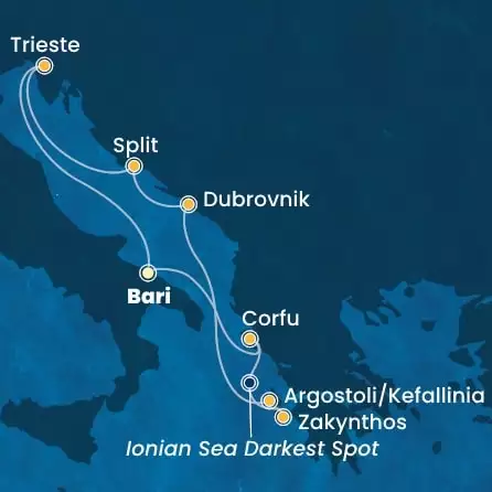 COSTA DELIZIOSA - Itinerario di 6 notti partendo da BARI il 27/09/2026 - Italia, Grecia, Croazia