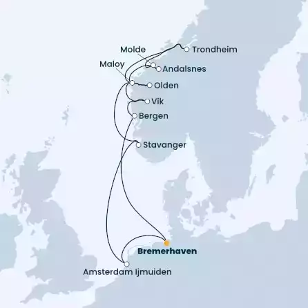 COSTA FORTUNA - Itinerario di 10 notti partendo da BREMERHAVEN il 25/06/2022 - Germania, Norvegia