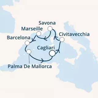 COSTA DIADEMA - Itinerario di 6 notti partendo da CAGLIARI il 13/06/2019 - Italia, Francia, Spagna, Isole Baleari