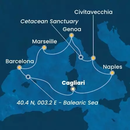 COSTA SMERALDA - Itinerario di 6 notti partendo da CAGLIARI il 12/11/2024 - Italia, Francia, Spagna