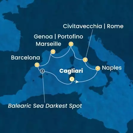 COSTA TOSCANA - Itinerario di 6 notti partendo da CAGLIARI il 06/10/2026 - Italia, Francia, Spagna
