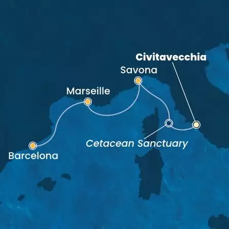 COSTA TOSCANA - Itinerario di 2 notti partendo da CIVITAVECCHIA - ROMA il 06/12/2024 - Italia, Francia, Spagna