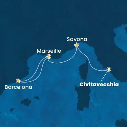 COSTA TOSCANA - Itinerario di 3 notti partendo da CIVITAVECCHIA - ROMA il 24/01/2026 - Italia, Francia, Spagna