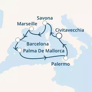 COSTA DIADEMA - Itinerario di 6 notti partendo da CIVITAVECCHIA il 11/10/2019 - Italia, Francia, Spagna, Isole Baleari