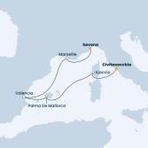 Italia, Corsica (Francia), Isole Baleari, Spagna, Francia