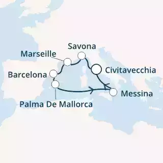 COSTA SMERALDA - Itinerario di 6 notti partendo da CIVITAVECCHIA il 17/09/2021 - Italia, Francia, Spagna, Isole Baleari