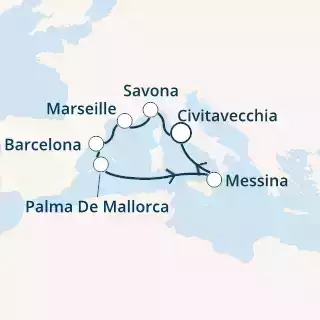 COSTA SMERALDA - Itinerario di 6 notti partendo da CIVITAVECCHIA il 15/10/2021 - Italia, Francia, Spagna, Isole Baleari