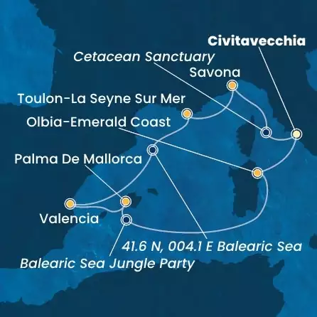 COSTA PACIFICA - Itinerario di 6 notti partendo da CIVITAVECCHIA - ROMA il 30/05/2025 - Italia, Spagna, Isole Baleari