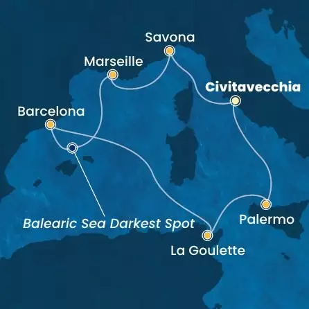 COSTA PACIFICA - Itinerario di 6 notti partendo da CIVITAVECCHIA - ROMA il 14/11/2025 - Italia, Francia, Spagna