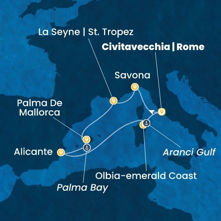 COSTA PACIFICA - Itinerario di 6 notti partendo da CIVITAVECCHIA / ROMA il 06/06/2026 - Italia, Francia, Isole Baleari, Spagna