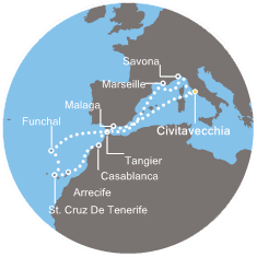 COSTA MAGICA - Itinerario di 12 notti partendo da CIVITAVECCHIA il 07/08/2016 - Francia, Marocco, Spagna, Isole Canarie, Madeira