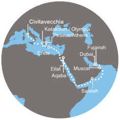 COSTA MEDITERRANEA - Itinerario di 17 notti partendo da CIVITAVECCHIA il 03/12/2018 - Italia, Grecia, Giordania, Israele, Oman, Emirati Arabi Uniti