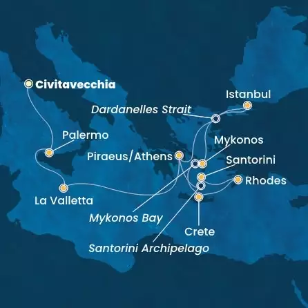 COSTA FORTUNA - Itinerario di 10 notti partendo da CIVITAVECCHIA - ROMA il 09/06/2025 - Italia, Malta, Grecia, Turchia