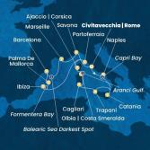 Italia, Corsica (Francia), Isole Baleari, Spagna, Francia