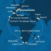 Italia, Francia, Spagna, Isole Canarie, Namibia, Sud Africa, Mauritius, Oman, Emirati Arabi Uniti