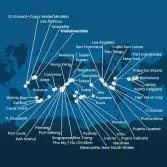 Italia, Francia, Spagna, Portogallo, Isole Azzorre, Stati Uniti, Florida (USA), Messico, Stati Uniti, Hawai, Polinesia, Fiji