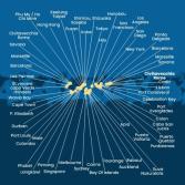 Italia, Francia, Spagna, Portogallo, Isole Azzorre, Stati Uniti, Florida (USA), Panama, Stati Uniti, Hawai, Nuova Zelanda