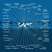 Italia, Francia, Spagna, Portogallo, Isole Azzorre, Stati Uniti, Florida (USA), Panama, Stati Uniti, Hawai, Nuova Zelanda