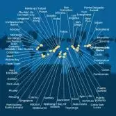 Italia, Francia, Spagna, Portogallo, Isole Azzorre, Stati Uniti, Florida (USA), Panama, Stati Uniti, Hawai, Nuova Zelanda