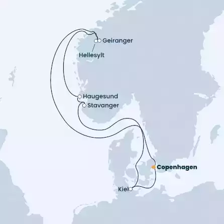 COSTA DIADEMA - Itinerario di 6 notti partendo da COPENHAGEN il 13/08/2022 - Danimarca, Norvegia, Germania