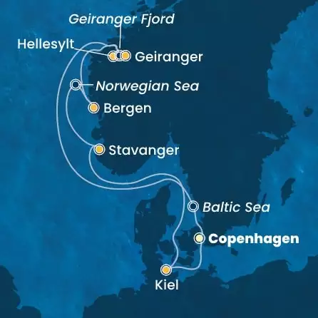 COSTA DIADEMA - Itinerario di 6 notti partendo da COPENHAGEN il 09/08/2025 - Danimarca, Norvegia, Germania