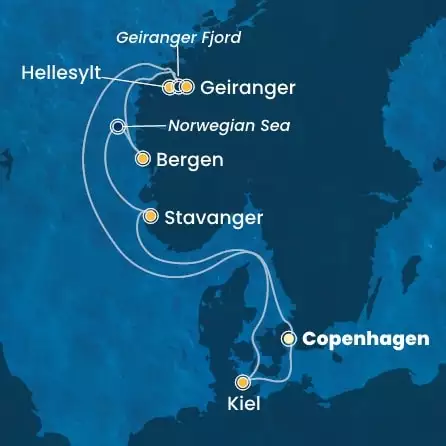 COSTA DIADEMA - Itinerario di 6 notti partendo da COPENHAGEN il 15/08/2026 - Danimarca, Norvegia, Germania