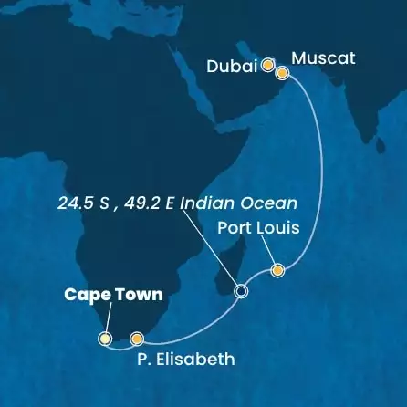 COSTA SMERALDA - Itinerario di 16 notti partendo da CITTÀ DEL CAPO il 04/12/2024 - Sud Africa, Mauritius, Oman, Emirati Arabi Uniti