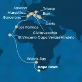 Sud Africa, Namibia, Capo Verde, Isole Canarie, Spagna, Francia, Italia, Grecia