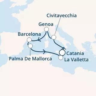 COSTA PACIFICA - Itinerario di 6 notti partendo da CATANIA il 24/06/2020 - Italia, Spagna, Isole Baleari, Malta