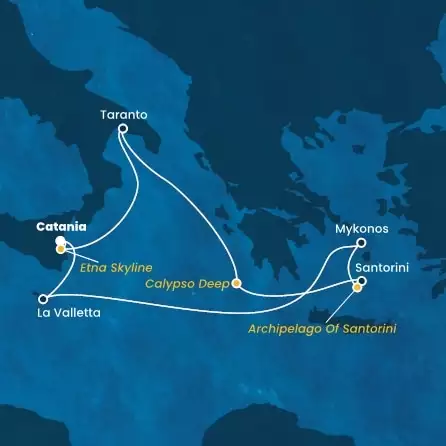 COSTA FASCINOSA - Itinerario di 6 notti partendo da CATANIA il 13/07/2024 - Italia, Grecia, Malta