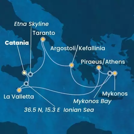 COSTA FASCINOSA - Itinerario di 6 notti partendo da CATANIA il 09/08/2025 - Italia, Grecia, Malta