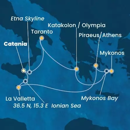 COSTA FASCINOSA - Itinerario di 6 notti partendo da CATANIA il 23/08/2025 - Italia, Grecia, Malta