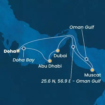 COSTA SMERALDA - Itinerario di 6 notti partendo da DOHA (QATAR) il 02/01/2025 - Emirati Arabi Uniti, Oman