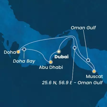 COSTA SMERALDA - Itinerario di 6 notti partendo da DUBAI il 25/01/2025 - Emirati Arabi Uniti, Oman