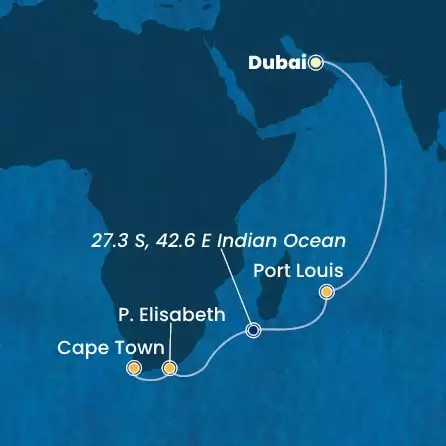 COSTA TOSCANA - Itinerario di 14 notti partendo da DUBAI il 07/03/2026 - Emirati Arabi Uniti, Mauritius, Sud Africa