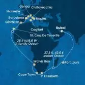 Emirati Arabi Uniti, Mauritius, Sud Africa, Namibia, Isole Canarie, Gibilterra, Spagna, Italia, Francia