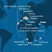 Emirati Arabi Uniti, Mauritius, Sud Africa, Namibia, Isole Canarie, Marocco, Spagna, Italia, Francia