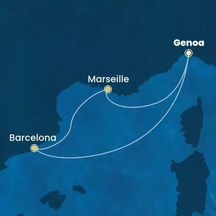 COSTA FASCINOSA - Itinerario di 2 notti partendo da GENOVA il 24/10/2024 - Italia, Francia, Spagna