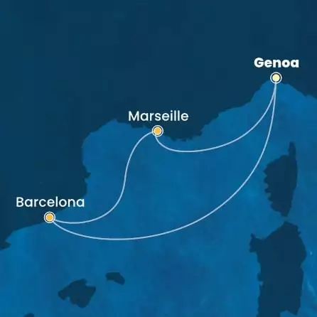 COSTA FAVOLOSA - Itinerario di 3 notti partendo da GENOVA il 19/10/2025 - Italia, Spagna, Francia